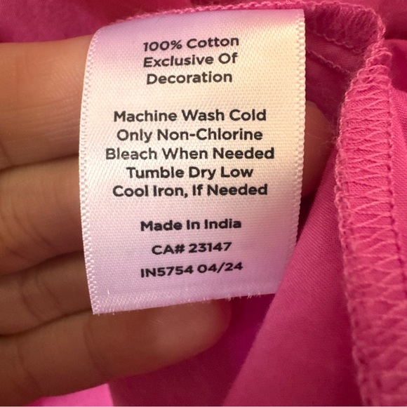 Talbots Embroidered Poplin 100% Cotton Long Sleeve Top Pink Size Large - Picture 8 of 8